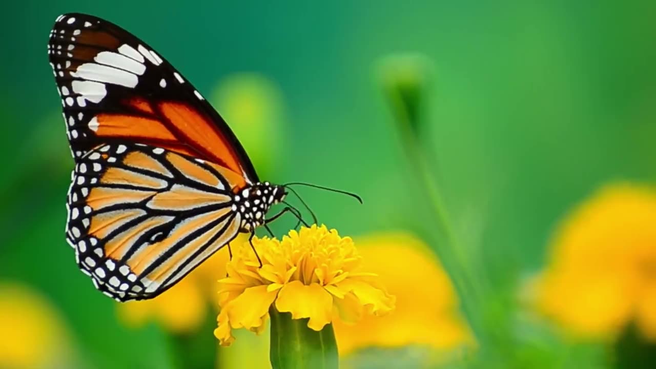 Close-up of a butterfly feeding on a yellow flower